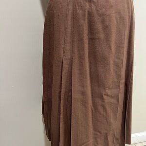 Brown Maxi Pleated A-Line Skirt for Casual Wear